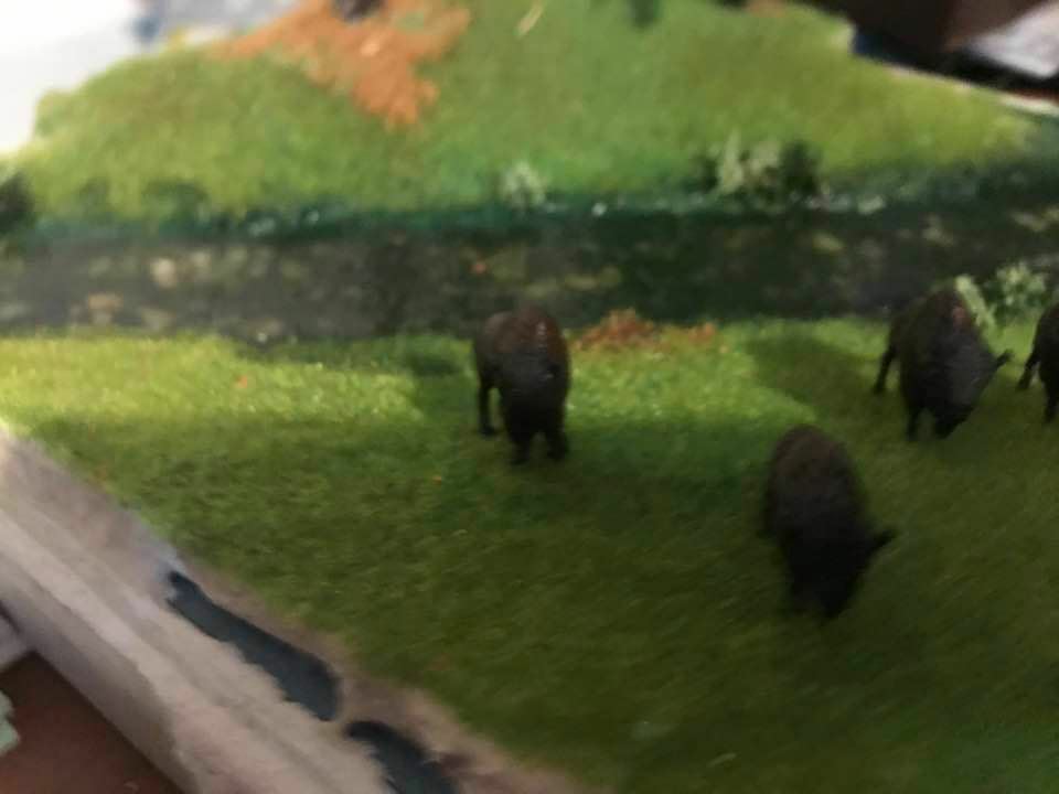 Ho 1/87 Scale Bison ( Buffalo) Animal Set Painted