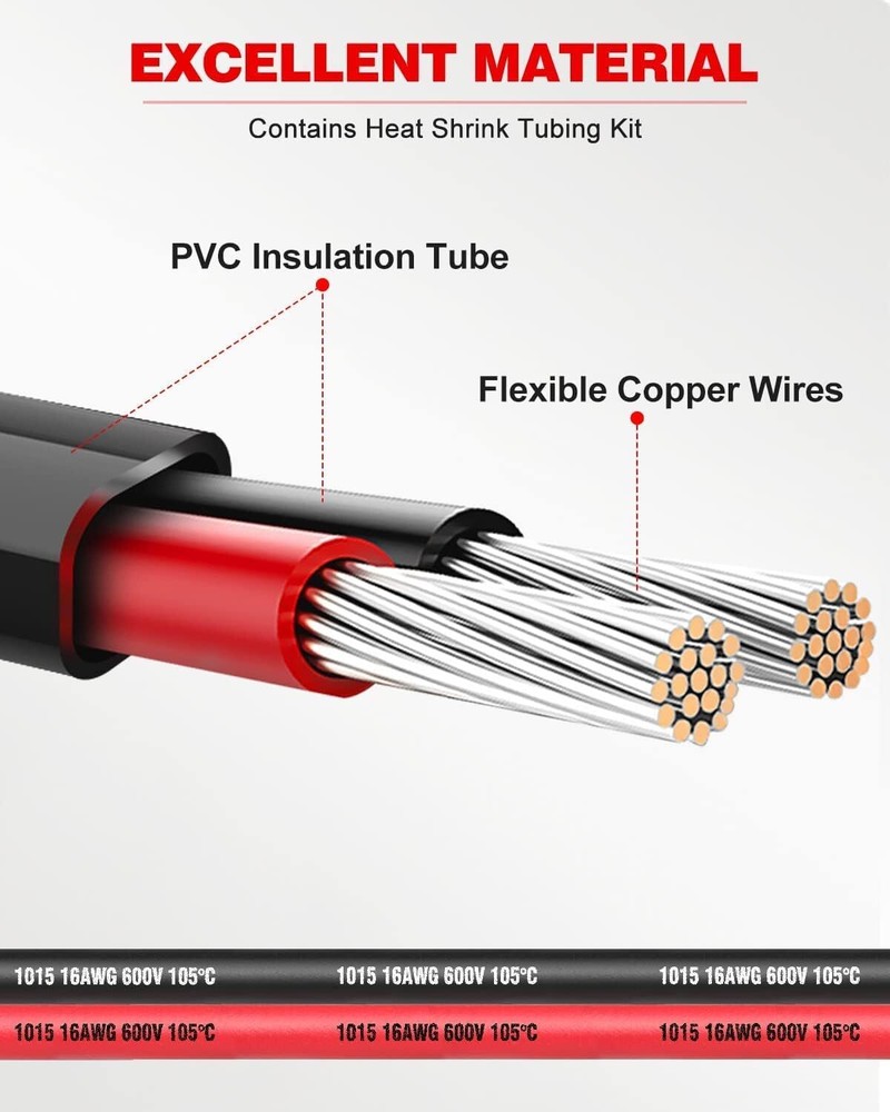 16 Gauge Electrical Wire - Low Voltage Flexible Stranded PVC Cord 50FT