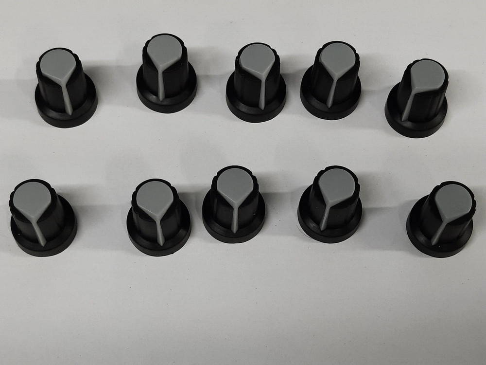 10pcs 6mm Shaft Hole Dia Rubber Coated Threaded Knurled Potentiometer Knobs Cap