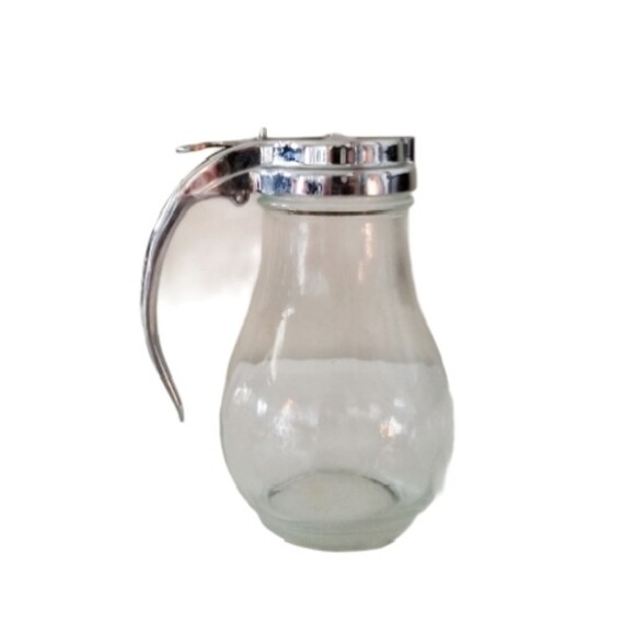 Vintage syrup container metal top restaurant ware