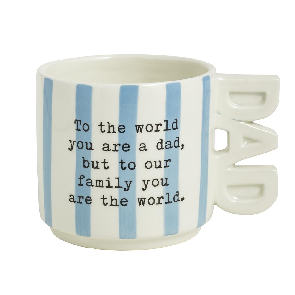 Mud Pie Blue Ceramic You Are Dad Word Handle Mug