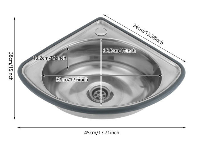 Wall-mounted Sink Corner Basin Sink Triangular Single Bowl Hand Basin Sink