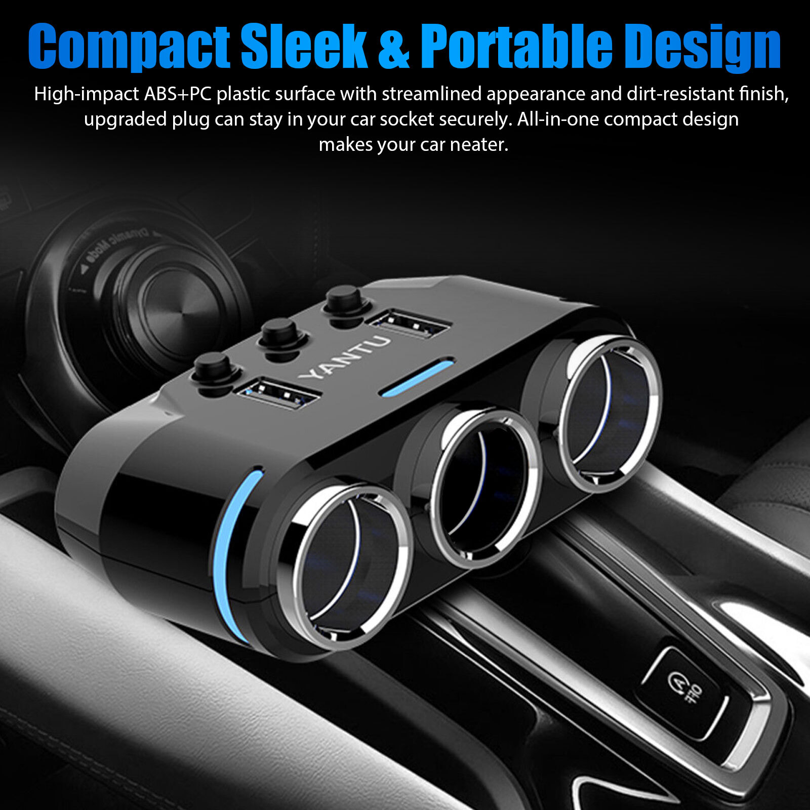 3 Way Multi Car Cigarette Lighter Socket Extension Splitter USB Charger DC 12V