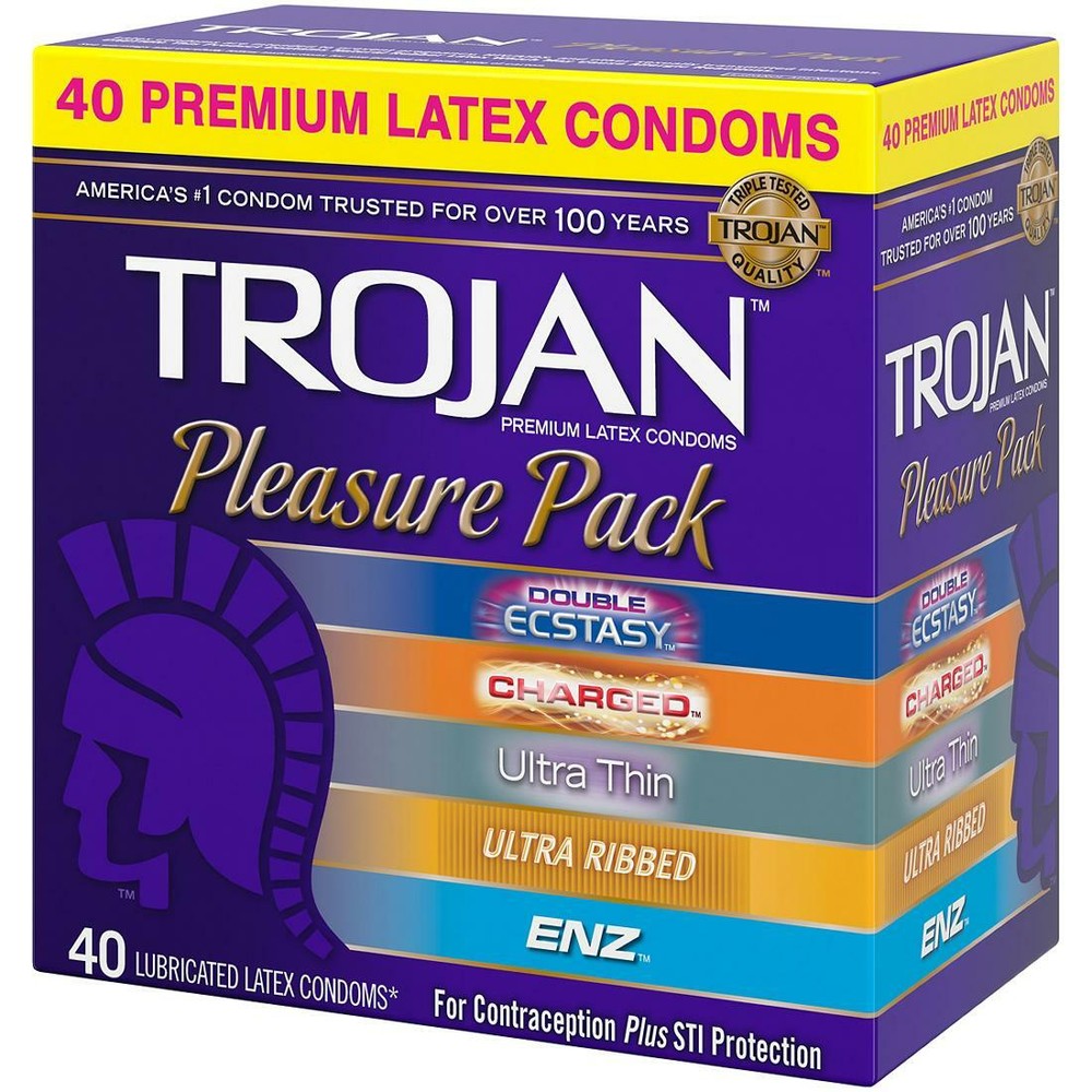 Trojan Pleasure Pack Assorted Premium Latex Condoms 40 Count