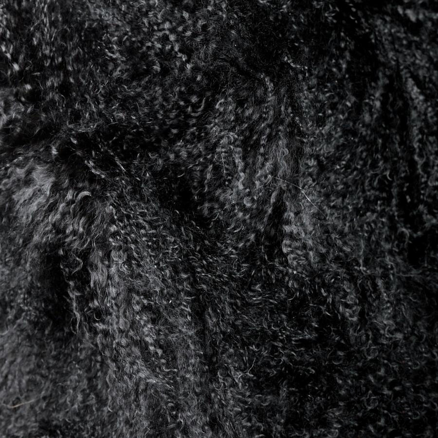 BLACK MONGOLIAN TIBETAN SHEEPSKIN RUG THROW LAMBSKIN FUR HIDE PELT CURLY HAIR
