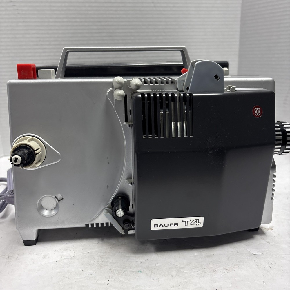 Vintage Bauer T4 Projector With Cover Powers On