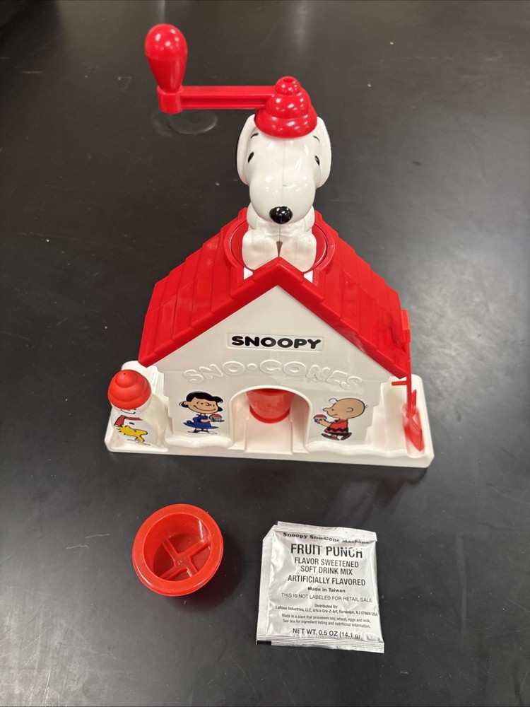 The Original Snoopy Sno-Cone Machine Peanuts Shaved Ice Maker w/ Cups & Mix