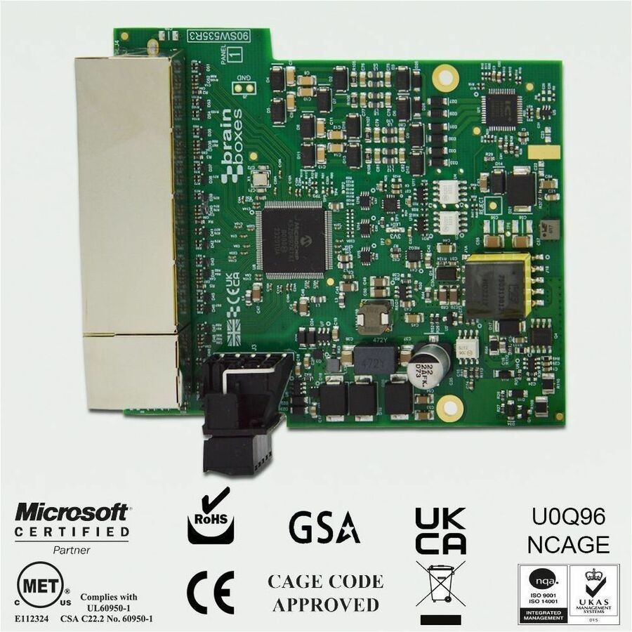 Brainboxes Embedded Industrial 5 Port PoE+ Gigabit Ethernet Switch