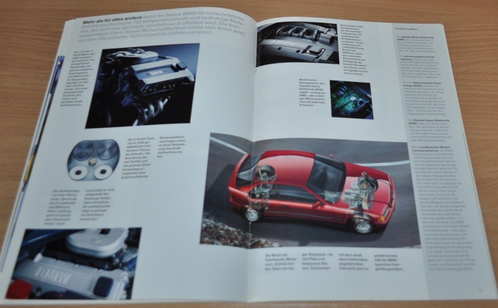 1995 BMW 3 Series 3er Compact E36 Brochure Prospekt German Edition