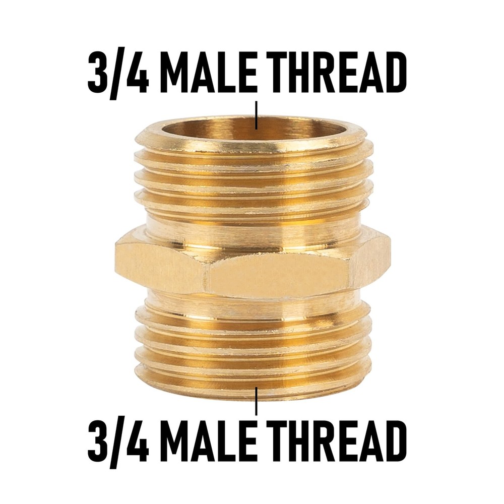 3/4 Inch Male Hose Adapter - Solid Brass Connectors, 2 Pack with Washers