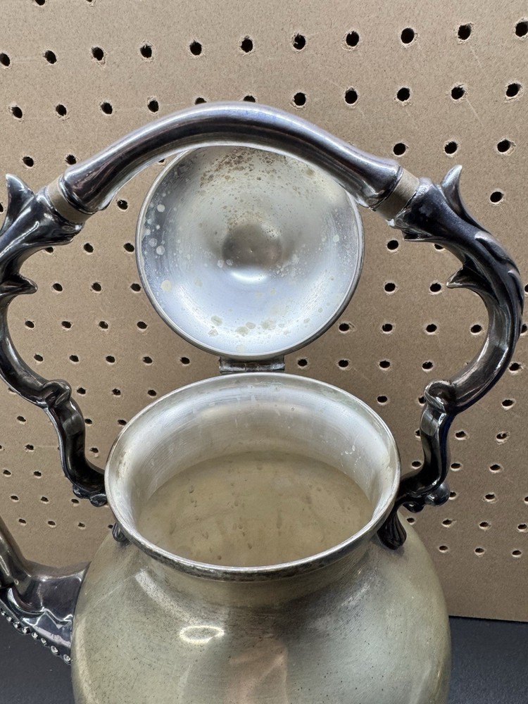 Victorian Silverplate Tilting Tea Pot Kettle With Stand Silver On Copper Hinge