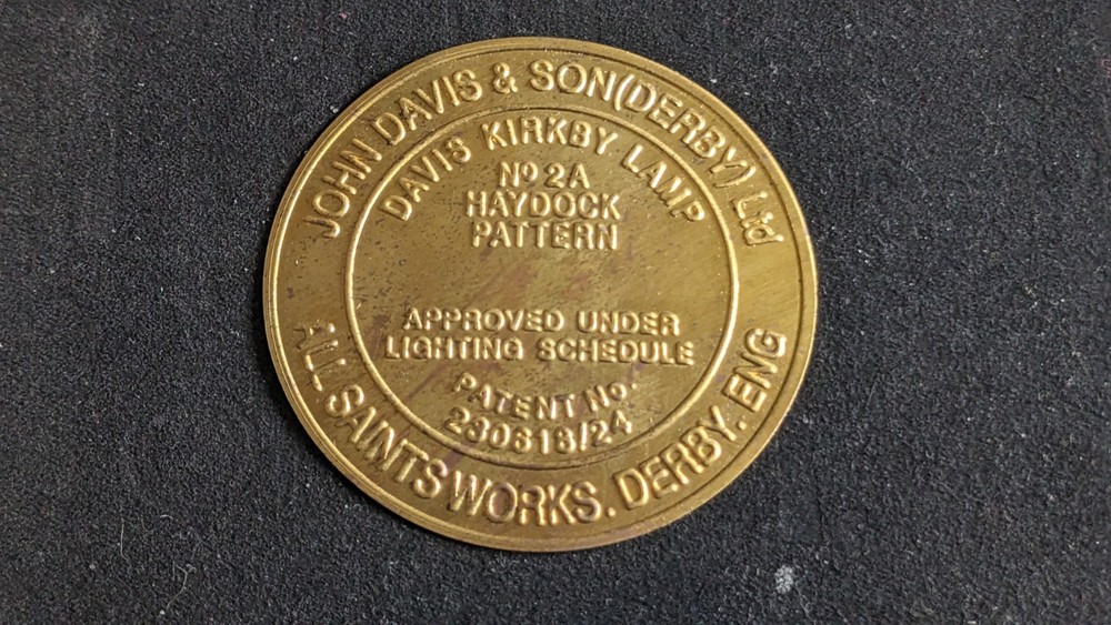 Replacement John Davis Derby Kirkby Type 2A Haydock Pattern Miners Lamp Badge