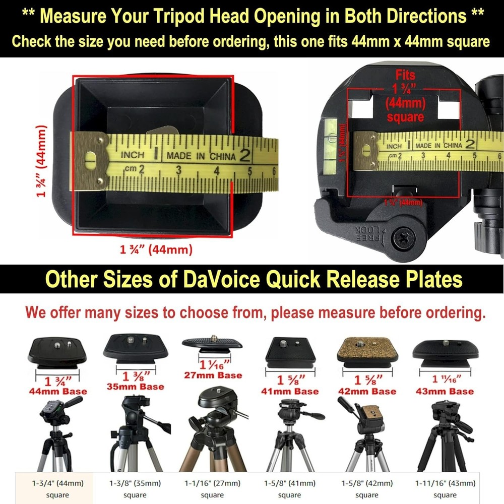 44mm Tripod Quick Release Plate Camera Mounting Adapter Parts Replacement for...