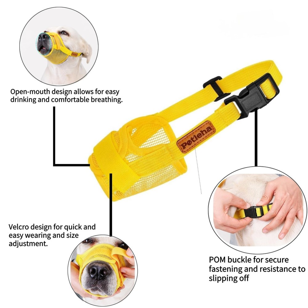 Dog Muzzle for Small Dogs Soft Cotton Mesh Adjustable Breathable S Size
