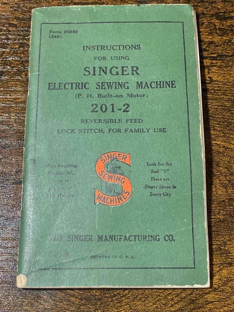 Genuine Vintage 1947 Singer 201-2 Sewing Machine Manual - CLEAN - FREE S/H!