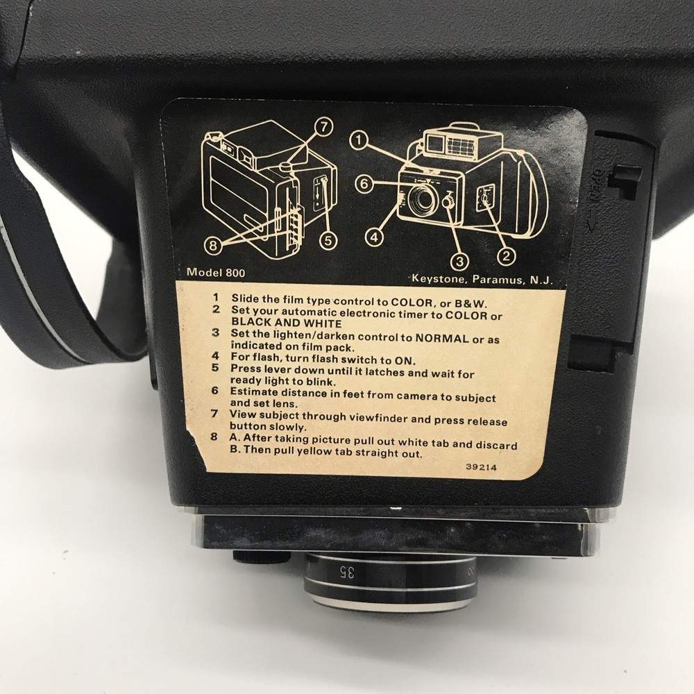 Keystone Model 800 60 Second Everflash Black Vintage Instant Camera