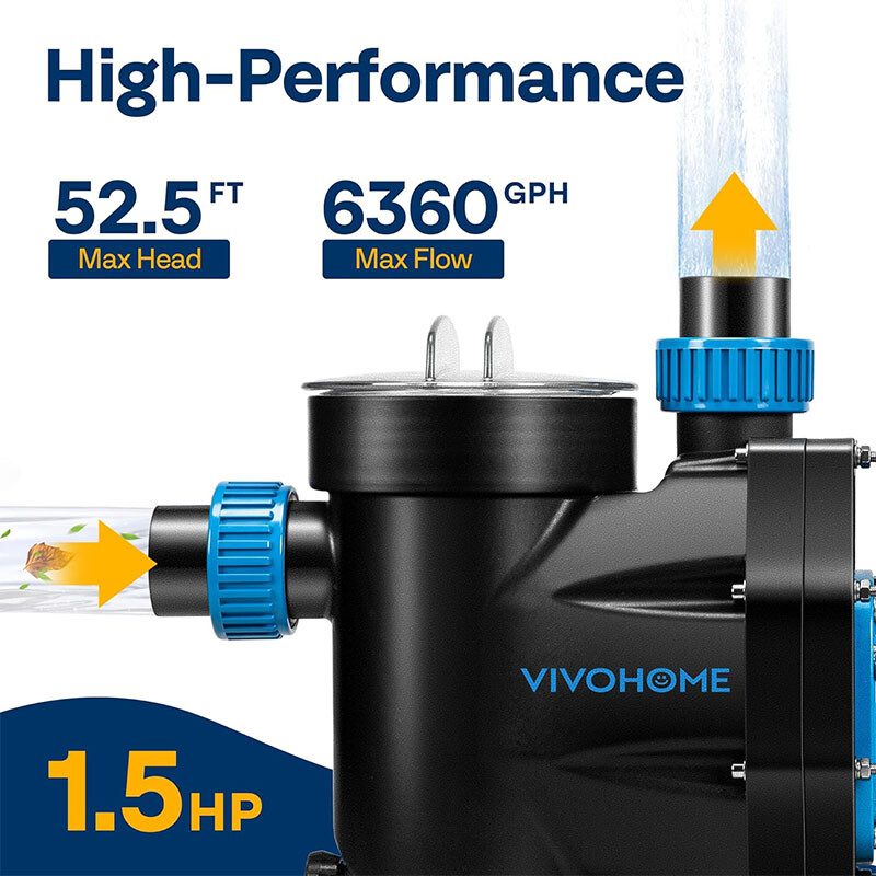 1.5/2.0/2.5HP Self Primming Swimming Pool Pump w/ Timer for in/Above Ground Pool