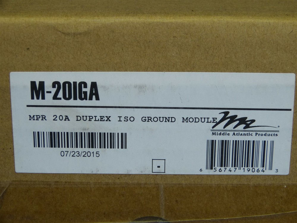 NEW! Middle Atlantic M-20IGA MPR MODULE, 20 A, DUPLEX, ISO GROUND (Q59)