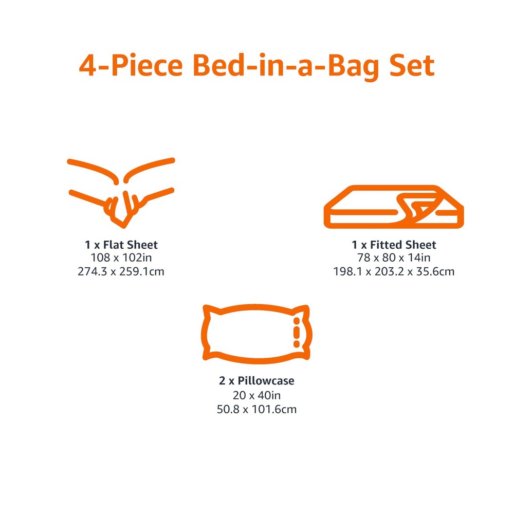 Lightweight Microfiber 4 Piece Bed Sheet Set Plum Printed King