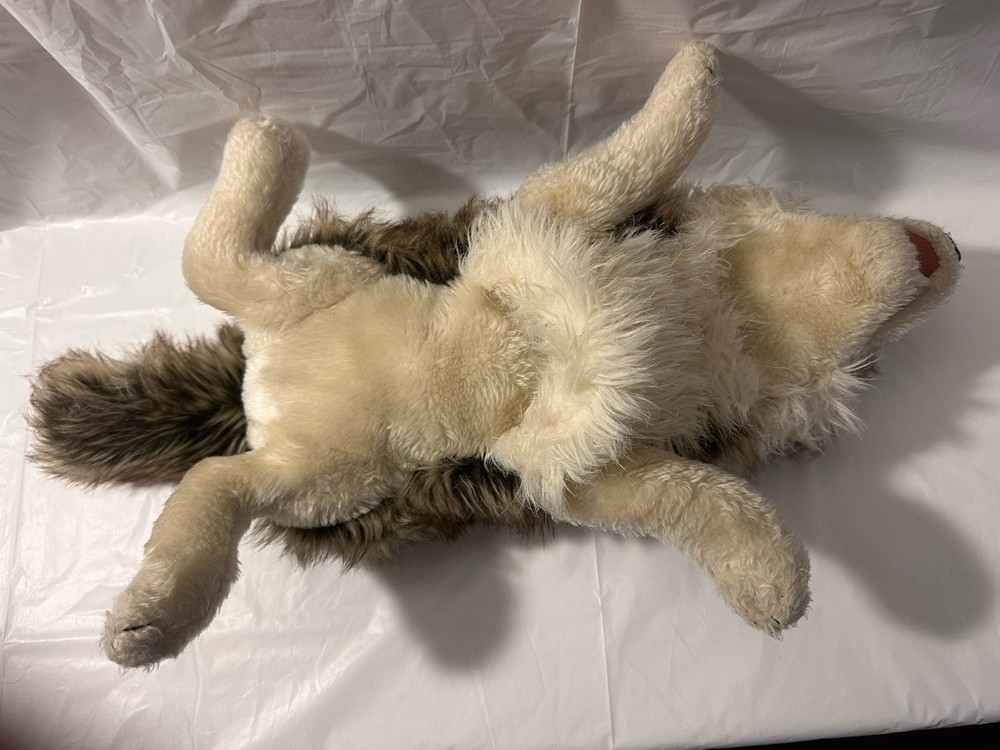 Folkmanis Realistic Gray Brown Wolf Full Hand Puppet Plush Plastic Teeth