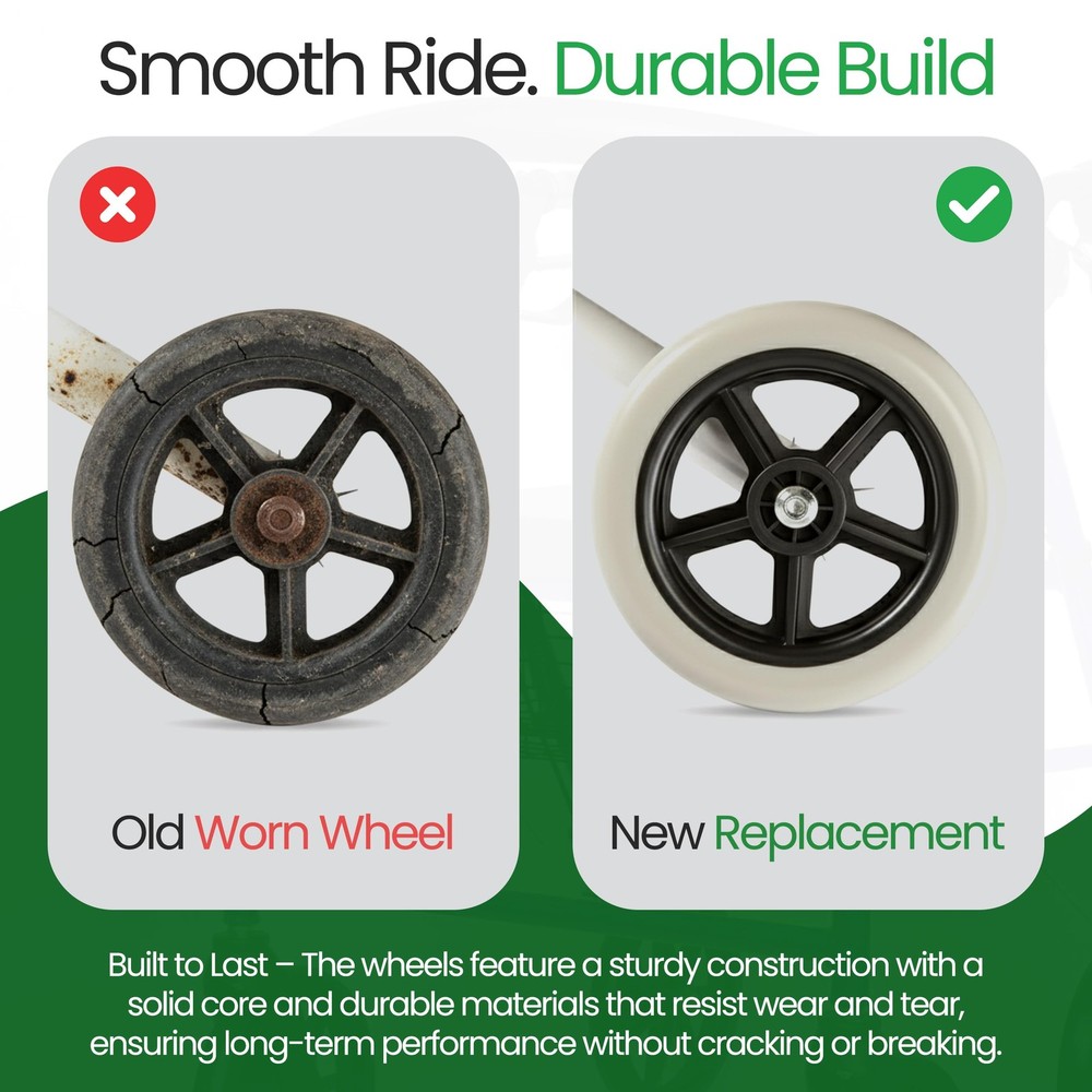 5" Walker Wheels Replacement Kit, Universal Wheel Kit 4 Piece Set