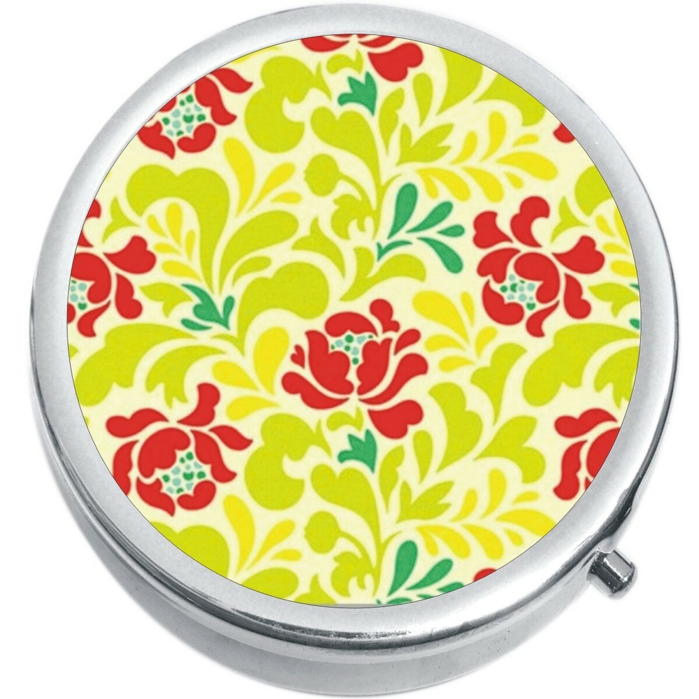 Green And Red Flower Pattern Medicine Pill Box