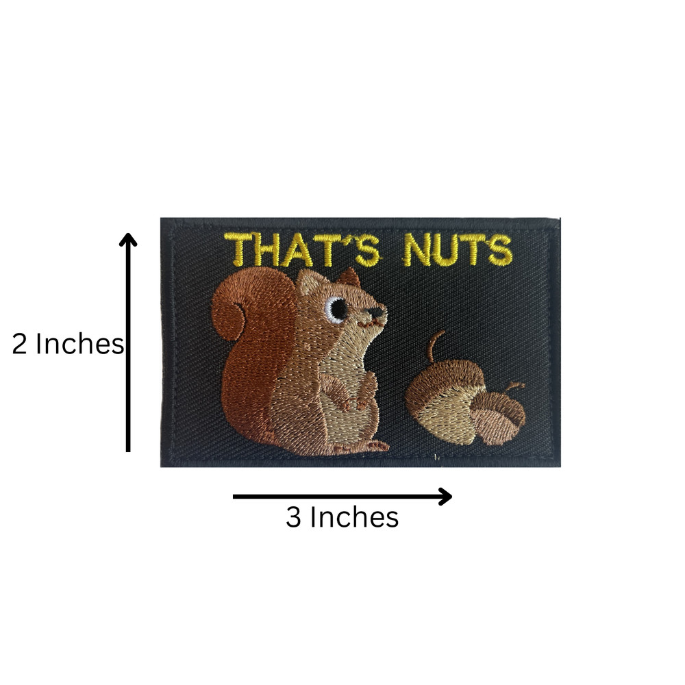 That's Nuts Funny Squirrel Morale Patch Hook and Loop 3x2 inch