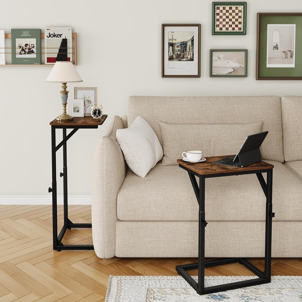 Adjustable C-Shaped End Table Small Side Table Couch Sofa TV Tray Table Living