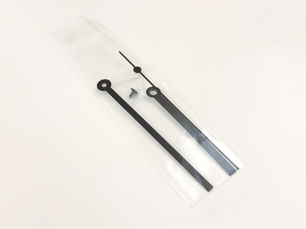 Clock Parts Black Clock Handle Set, Hour, Minute, Second + Sec Stopper 4pc Set
