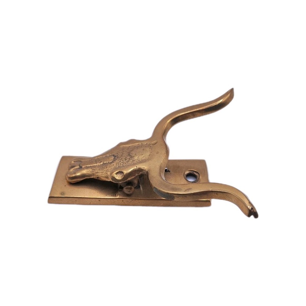 Vintage Long Horn Steer Solid Brass Letter Note Holder Clip