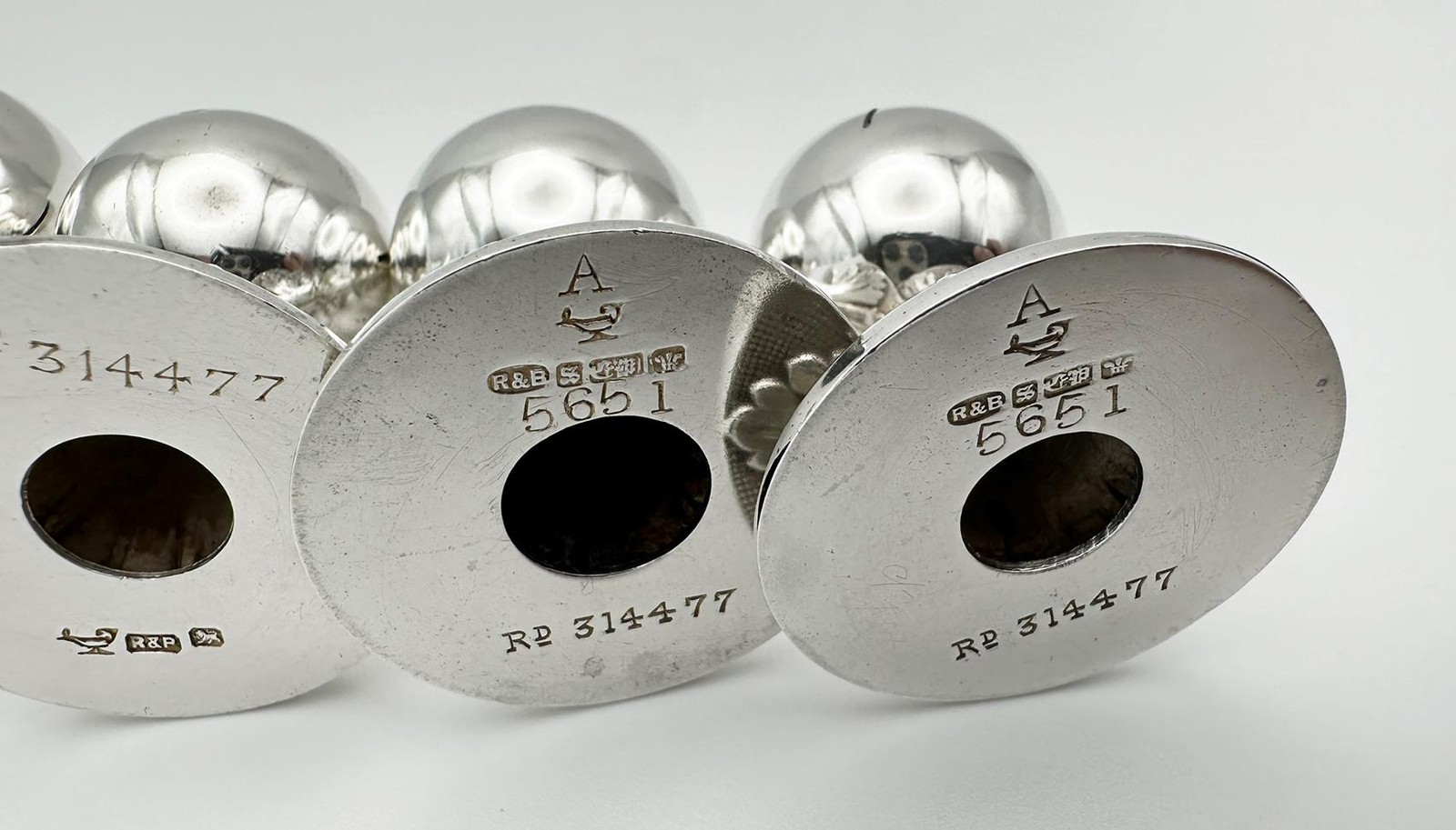 SET 4 VICTORIAN MENU HOLDERS STERLING SILVER & SILVER PLATE 1897 ROBERTS & BELK