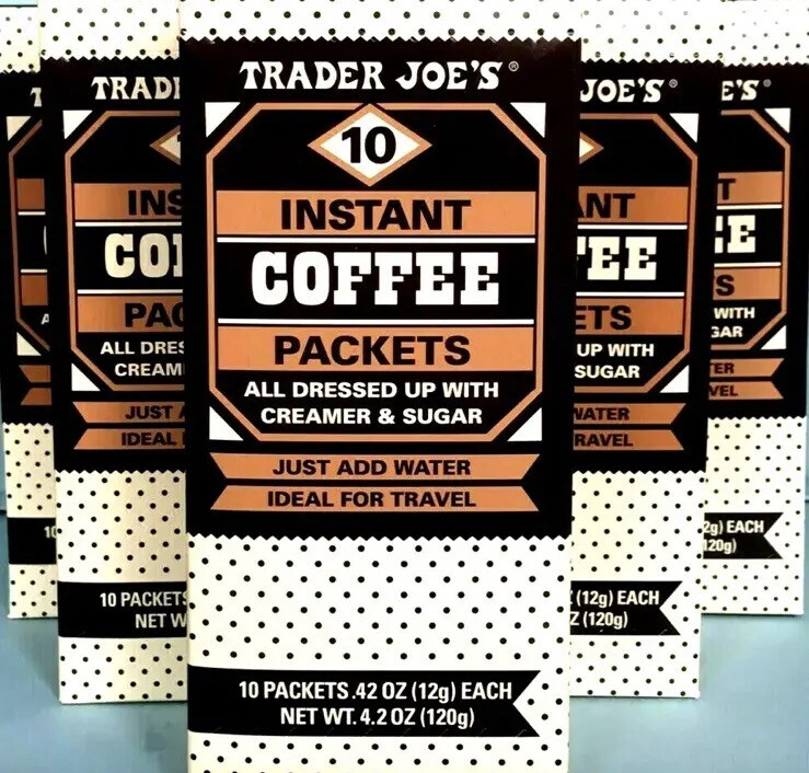5 Boxes Trader Joe's Instant Coffee Packets w/Cream & Sugar