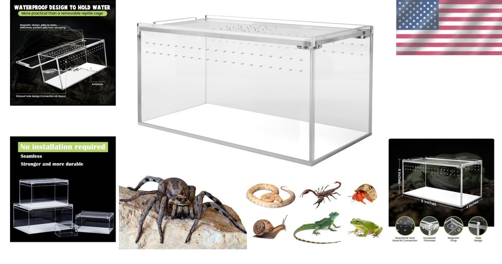 High Transparency Acrylic Spider Cage with Magnetic Features - Easy Maintenance
