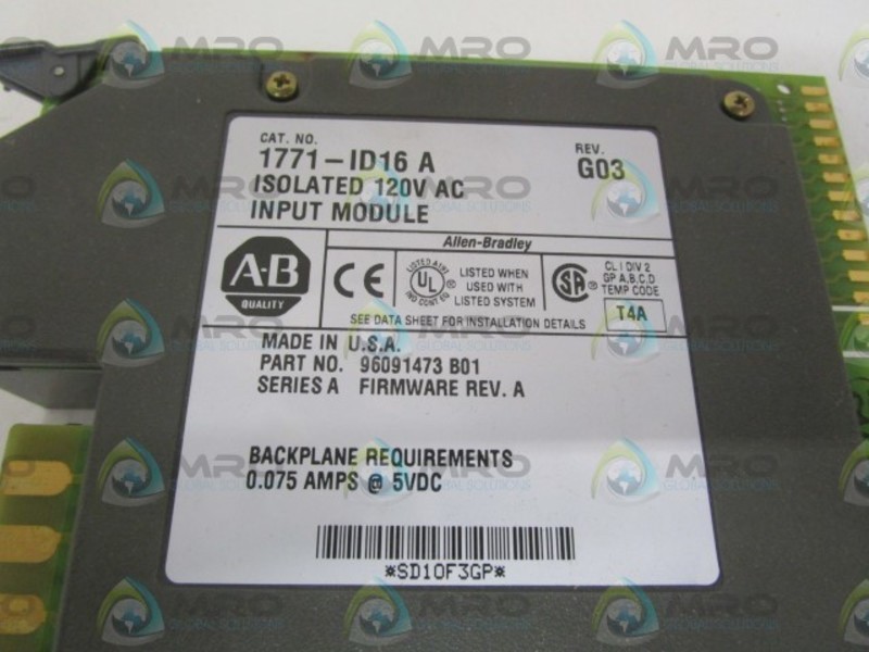 ALLEN BRADLEY 1771-ID16 SER. A INPUT MODULE UNMP