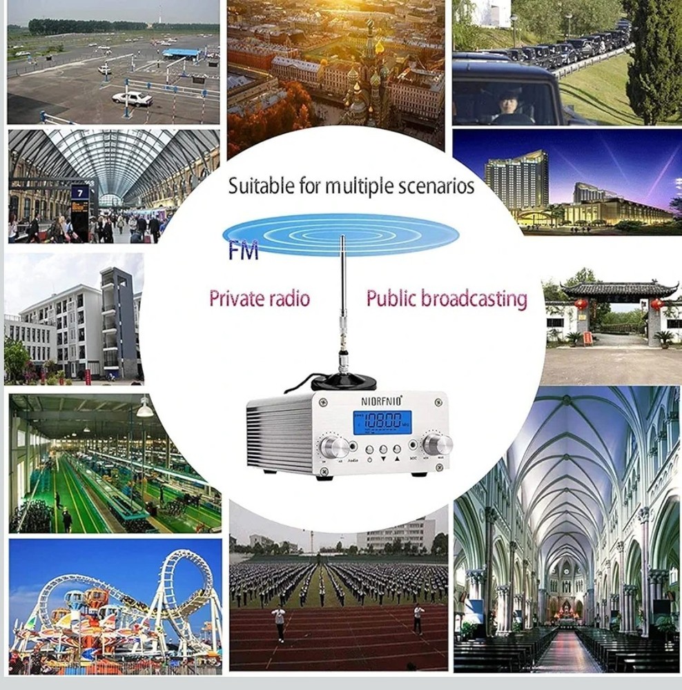 NIORFNIO FM Transmitter 15W Bluetooth USB Stereo/Mono Audio Microphone Inputs