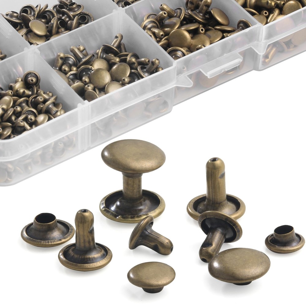 340 Sets Leather Rivets Kit Mixed Sizes Rivets for Leather Double Cap Rivets ...