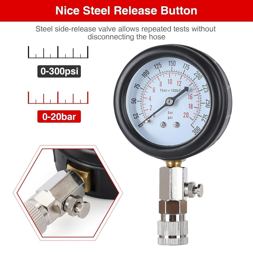Professional Compression Tester Kit with Spark Plug Tester - Durable & Effective