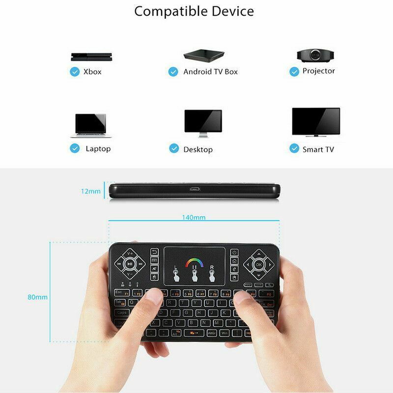 Q9 Mini 7 Color Backlit Handheld USB Wireless Keyboard+Touchpad Remote Control