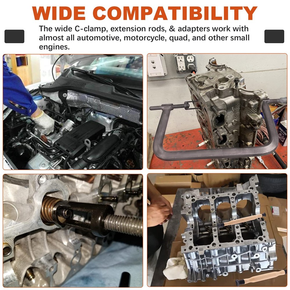 12Pcs Valve Spring Compressor with Valve Lapper Set Auto Compression C-Clamp ...