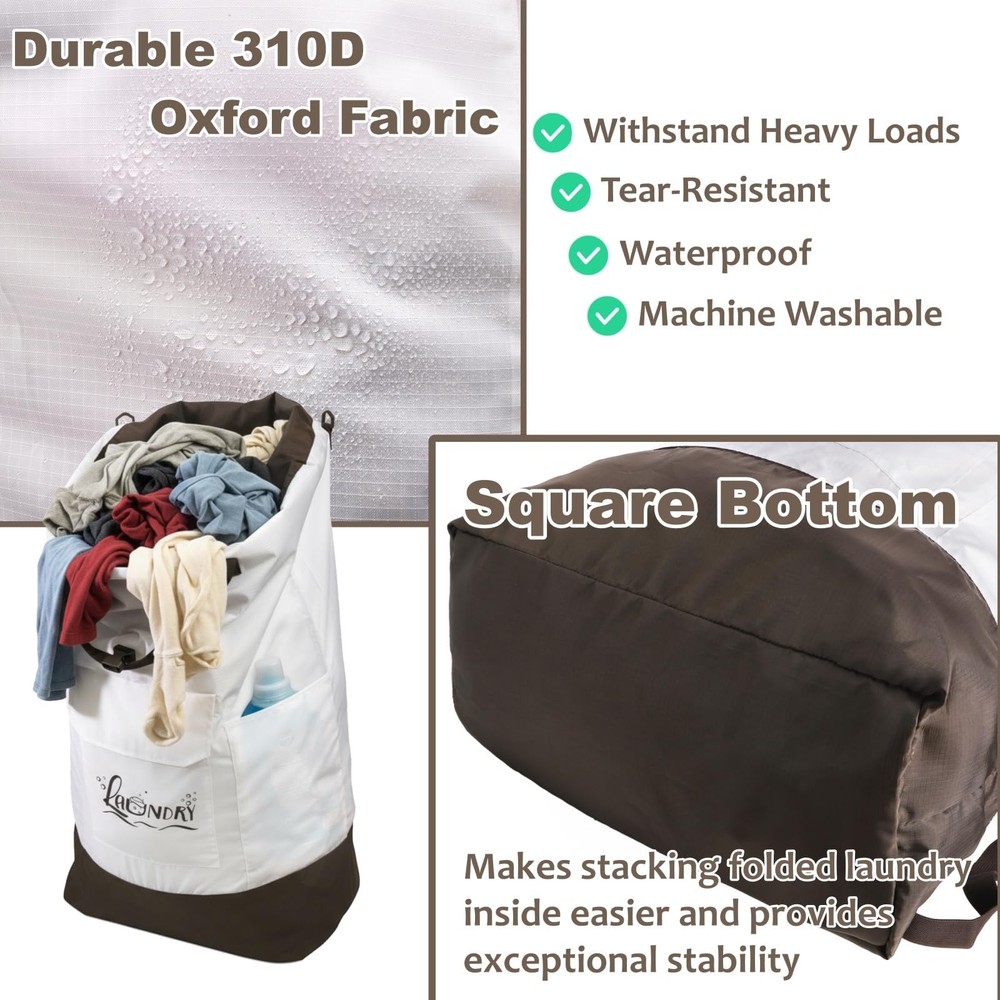 Backpack Laundry Bag, 125L Extra Large College Laundry Backpack with Shoulder...