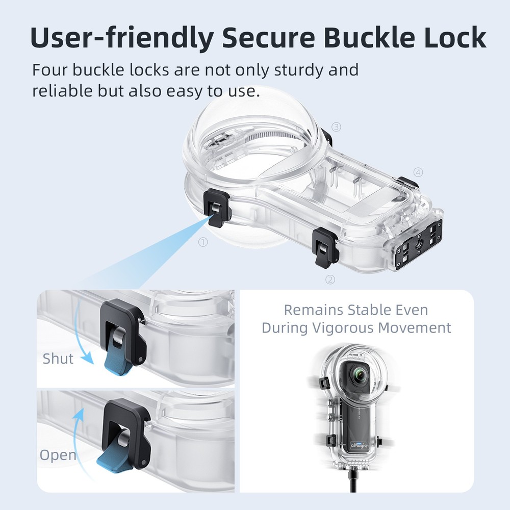 Quick Release Mount Invisible Diving Shell For Insta360 X5 60M Waterproof Case