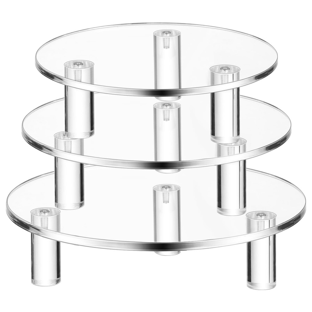 3 Pcs Round Acrylic Display Riser Clear Round Stands Clear Pedestal Riser Boa...