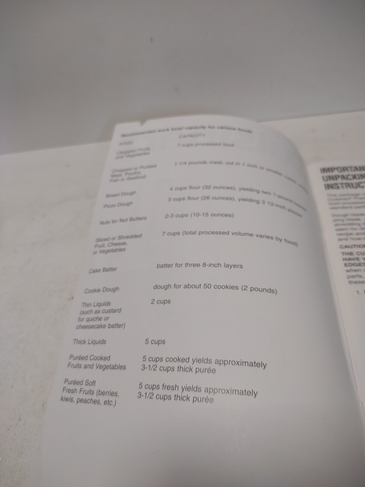 Cuisinart DLC-2007 Prep 7 Food Processor Instruction Manual Booklet Replacement