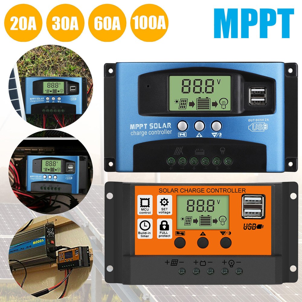 MPPT Solar Panel Regulator Charge Controller Auto Focus Tracking 30-100A 12V/24V