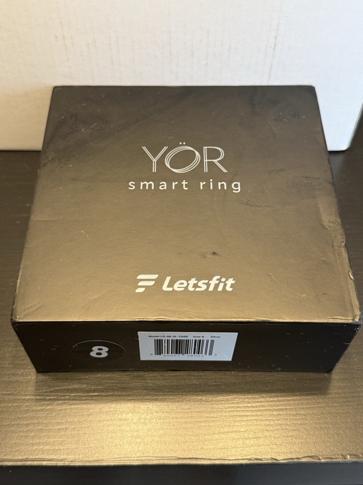 Letsfit YOR LR-08-SL-CASE Silver Smart Ring Activity Tracker Size 8