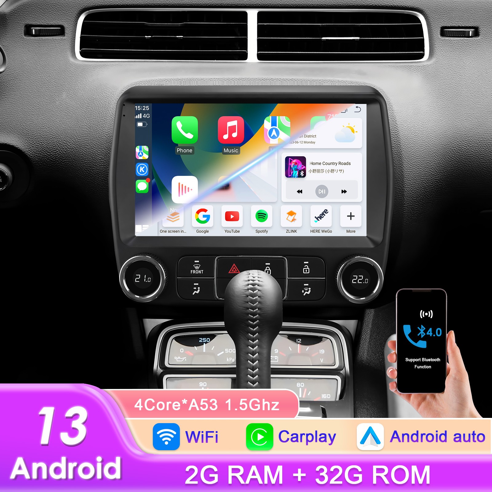 For Chevrolet Camaro 2010-2015 Android14 Radio Stereo FM Apple Carplay GPS Navi