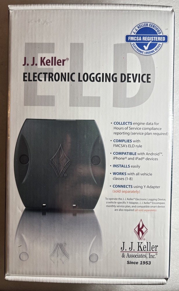 J.J. Keller ELD Electronic Logging Device + ELD Cable Brand New Sealed
