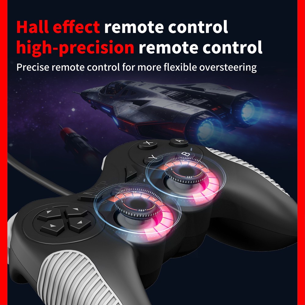 NBCP Wired Hall effect Gaming Controller for PC P3 Switch 1 2
