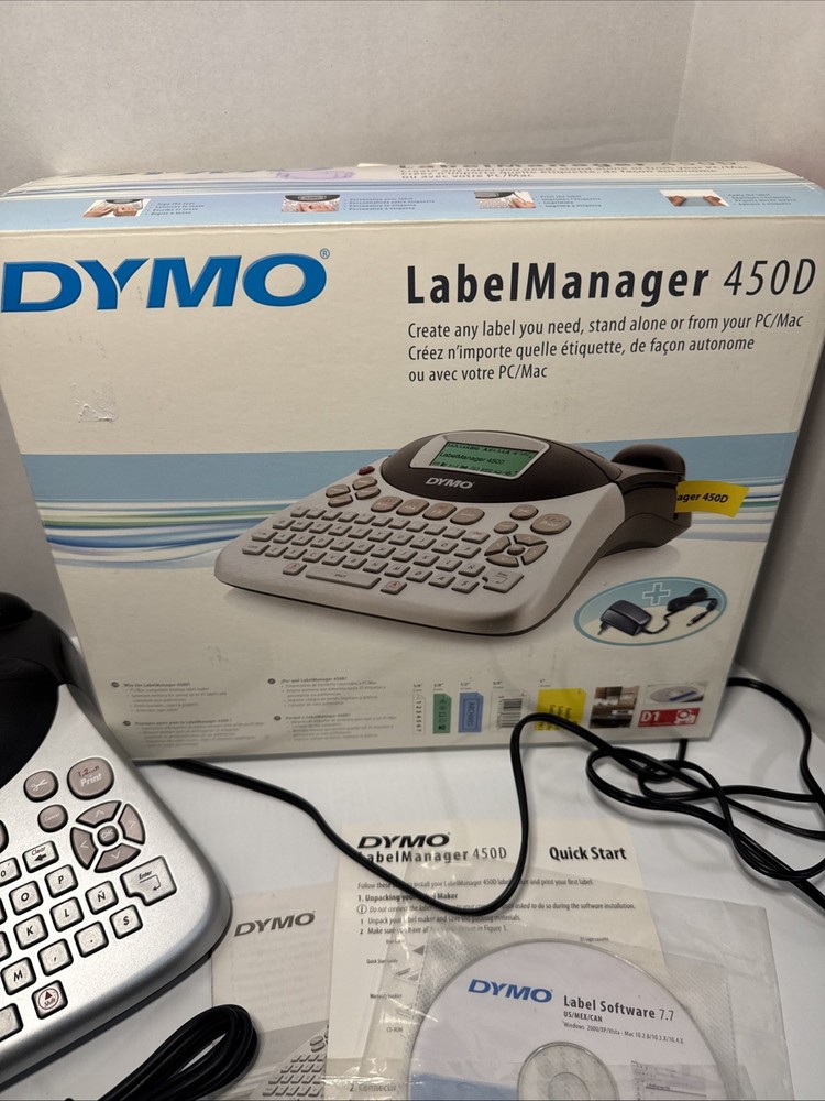 Dymo Label Manager 450D Label Maker Desk Top Stand Alone Great Condition