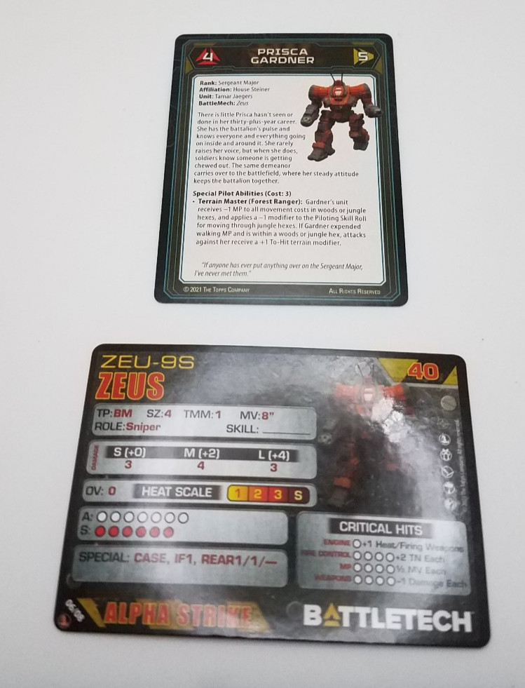 Battletech Inner Sphere Fire Lance - Zeus *Mech & Cards*
